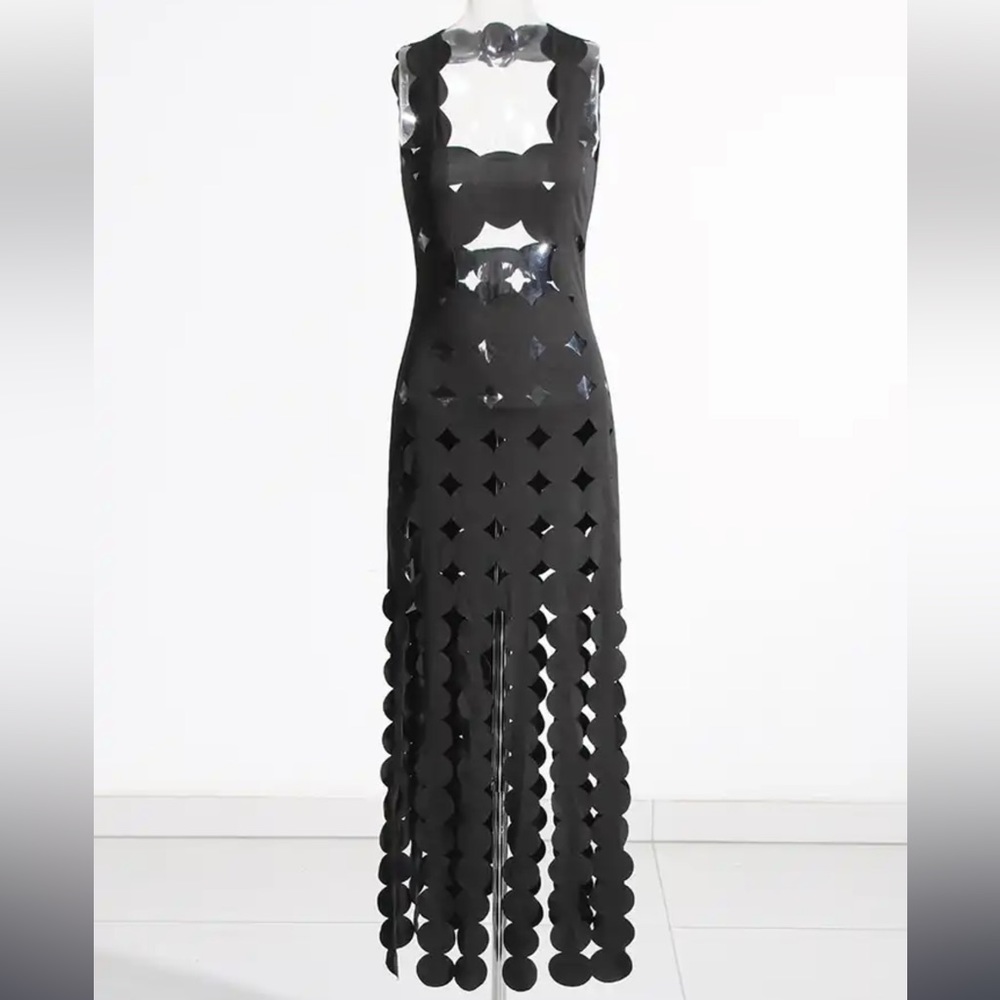 Square Collar Sleeveless High Waist  Dress